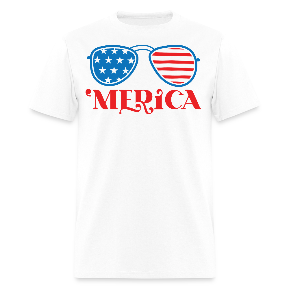 Merica Sunglasses Funny 4th Of July T-Shirt - white