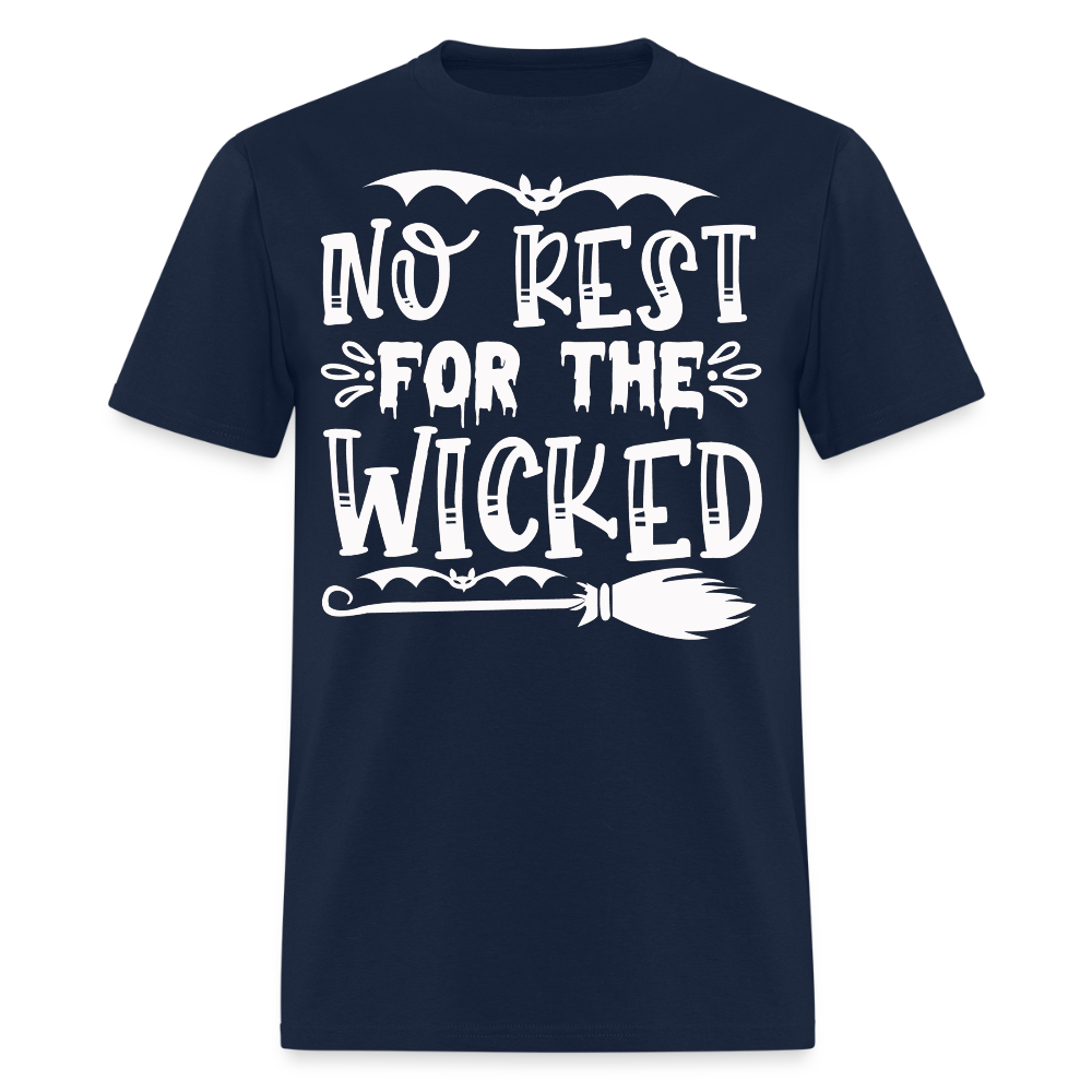 Spooky No Rest For The Wicked Halloween Witch T-Shirt - navy