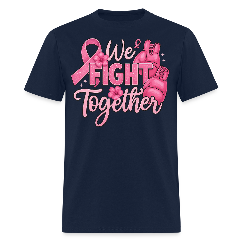 We Fight Together Breast Cancer Boxing Gloves T-Shirt - navy