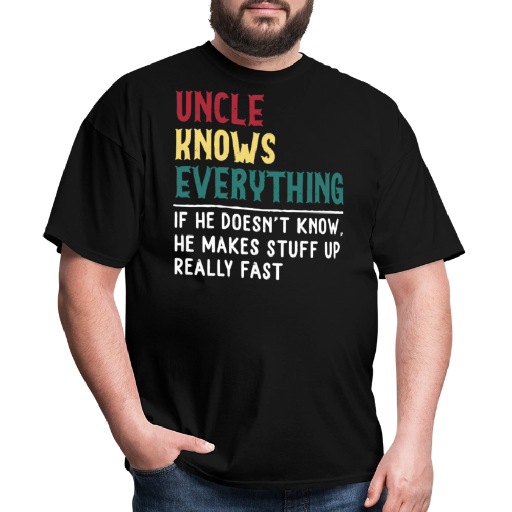 Uncle Knows Everything Funny Family Reunion T-shirt - black