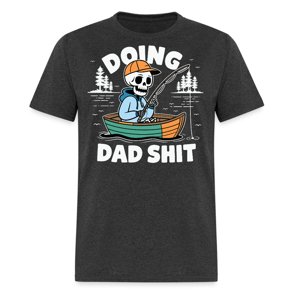 Skeleton Doing Dad Fishing T-shirt - heather black