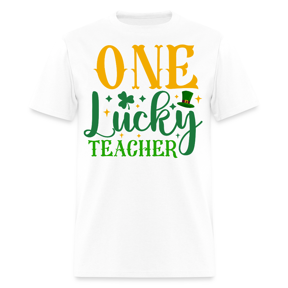 Lucky Teacher St Patrick’s Day Clover T-shirt - white