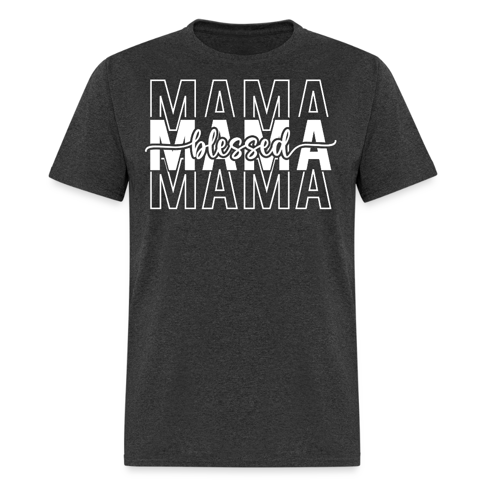 Christian Mom Graphic Tee Blessed Mama T-shirt - heather black