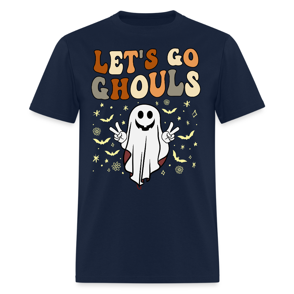 Let’s Go Ghouls Funny Halloween Ghost T-Shirt - navy