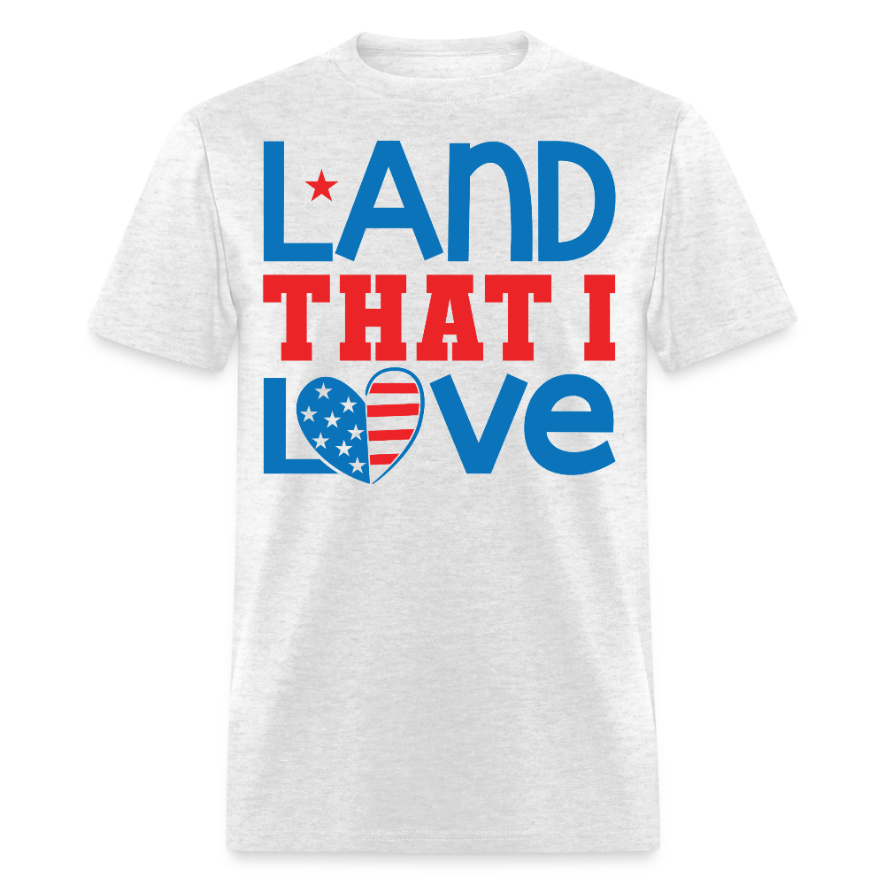 Land That I Love American Flag Heart T-Shirt - light heather gray