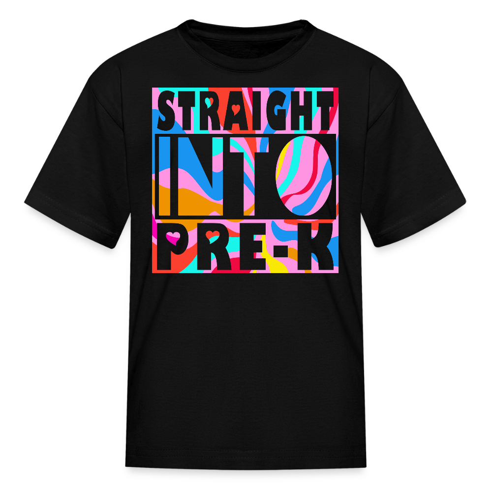 Straight Into Pre-K Back To School Kids' T-Shirt - black