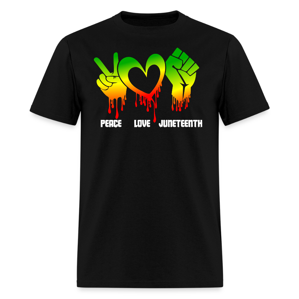 Peace Love Juneteenth Afrocentric Pride T-Shirt - black