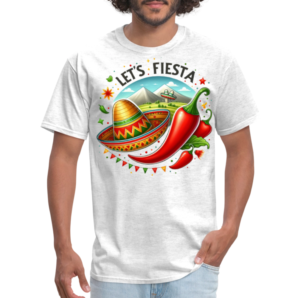 Funny Fiesta Sombrero And Chili Cinco de Mayo Party T-shirt - light heather gray
