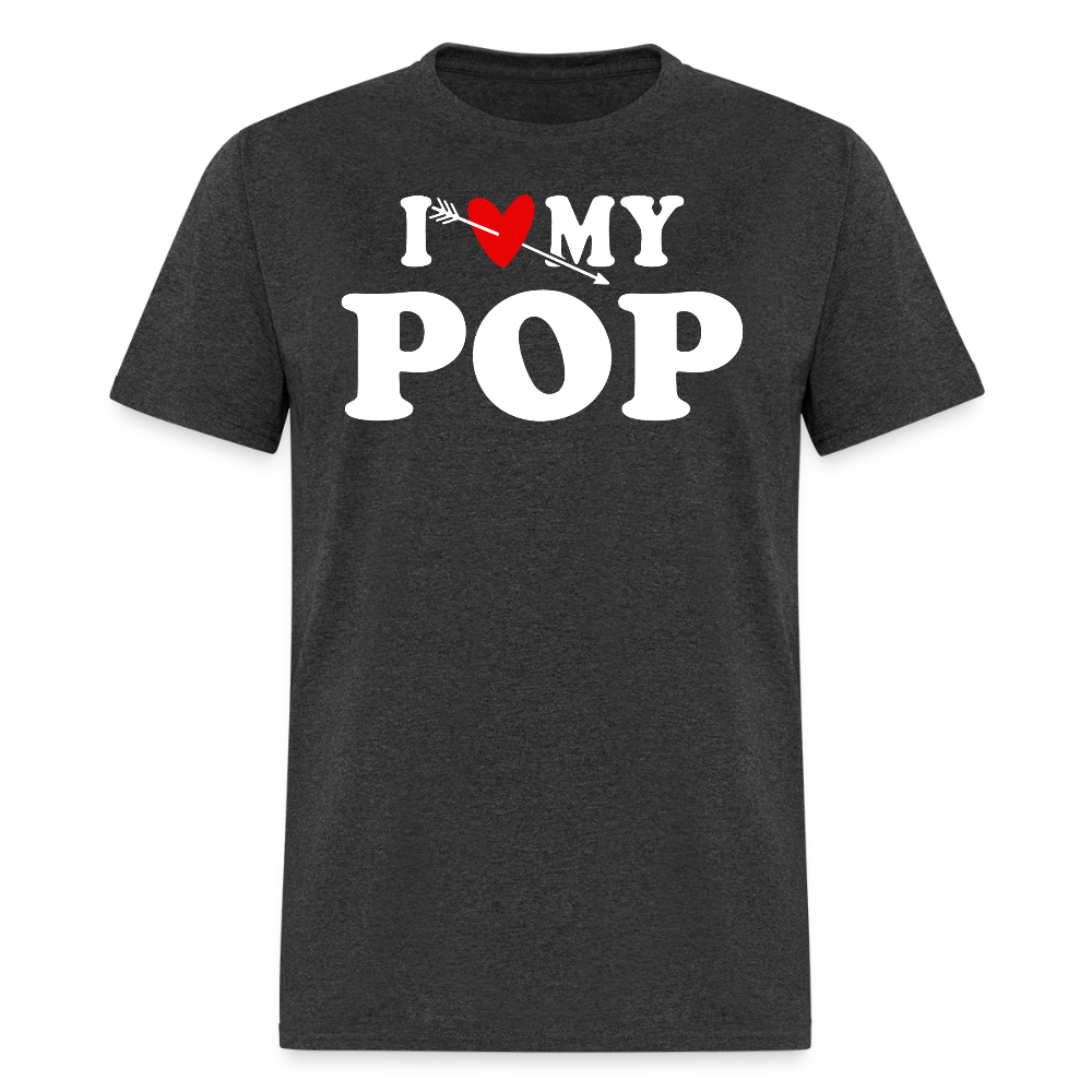 I Love My Pop Grandfather Appreciation T-shirt - heather black