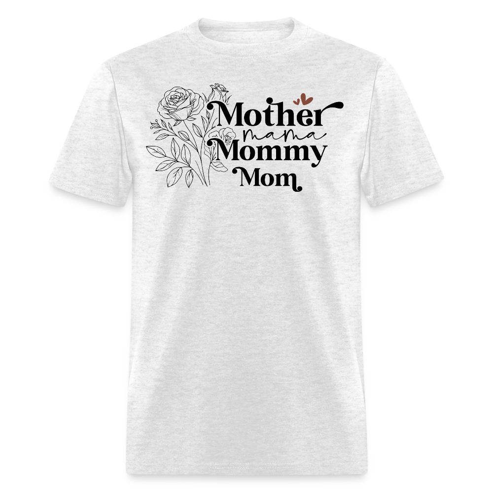 Mom Life Tee With Floral Design T-shirt - light heather gray