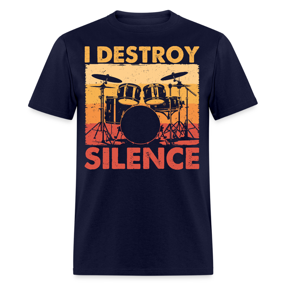 I Destroy Silence Drum T-shirt - navy