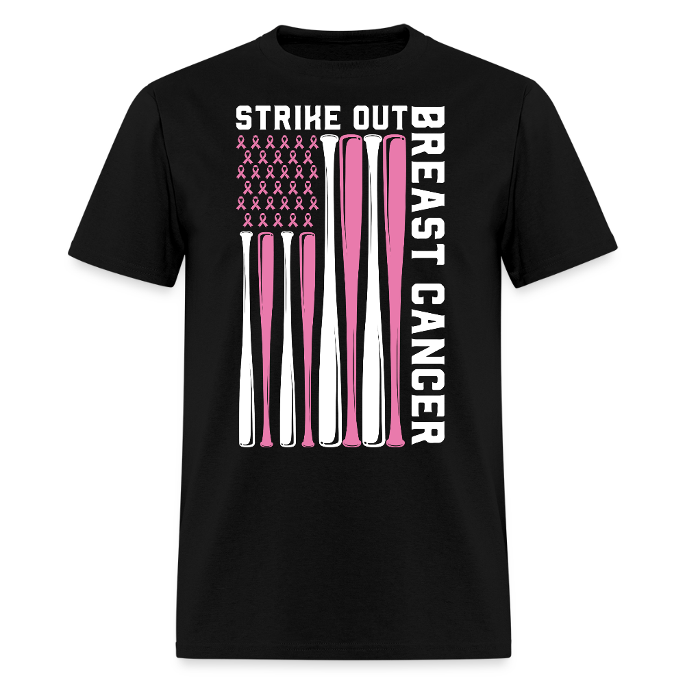 Strike Out Breast Cancer Baseball T-Shirt - black