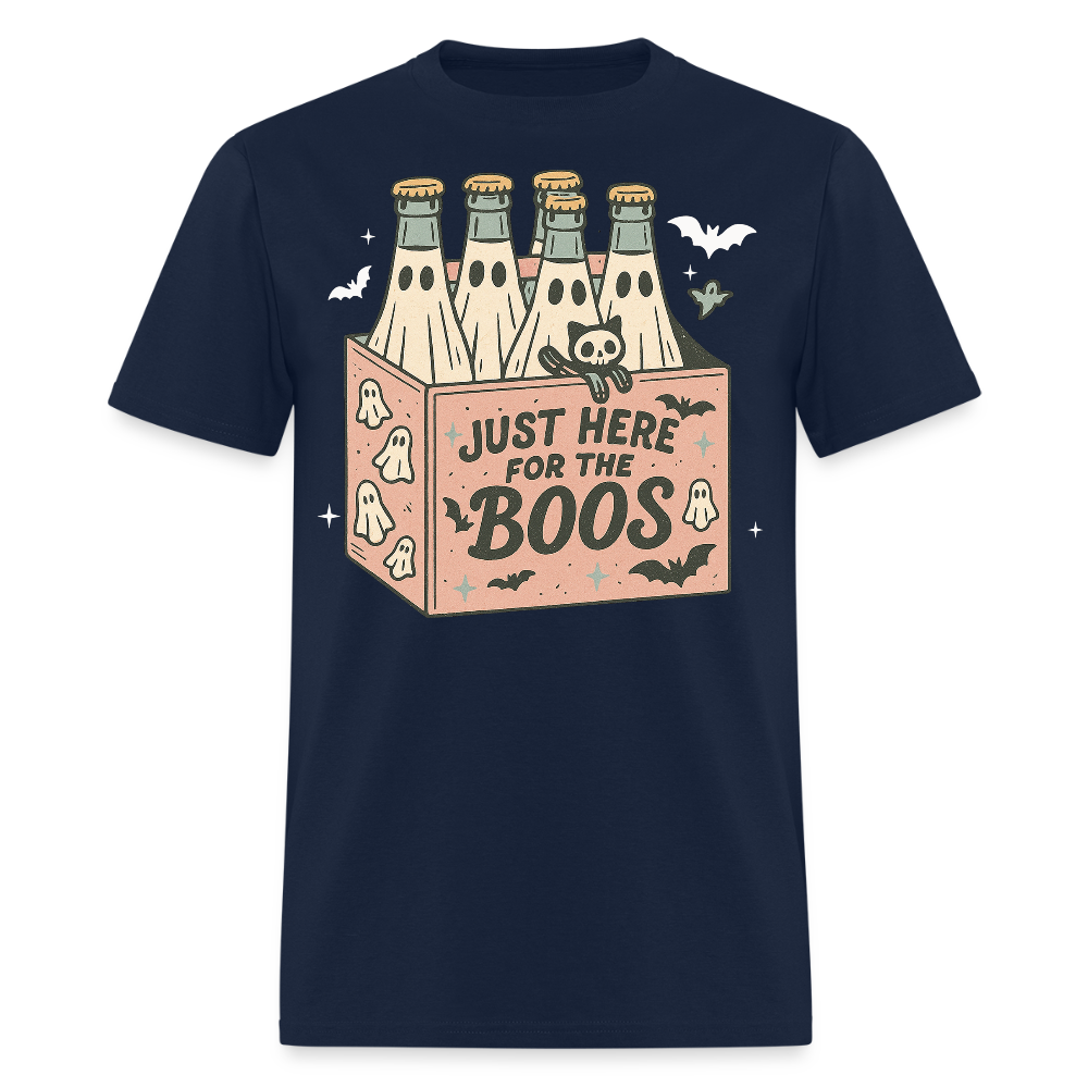 Just Here For The Boos Funny Halloween Drink T-Shirt - navy