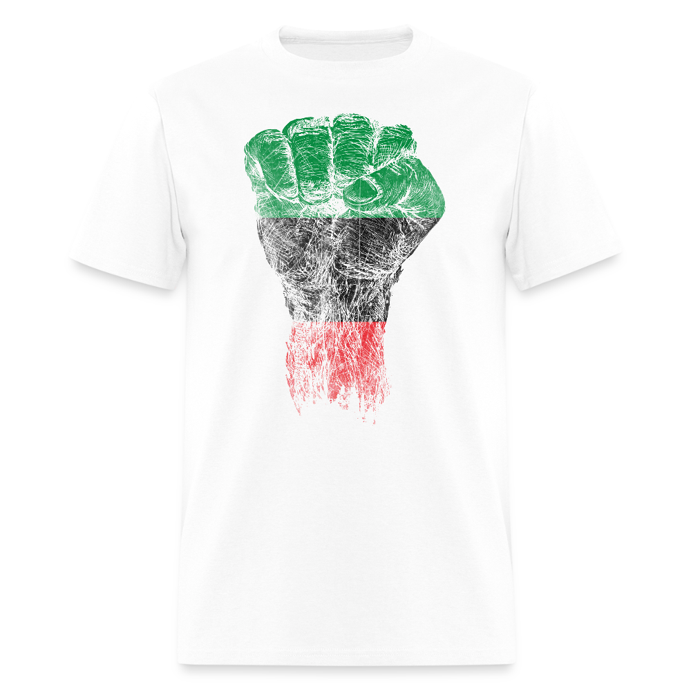 Black Power Raised Fist Pan African Pride T-Shirt - white