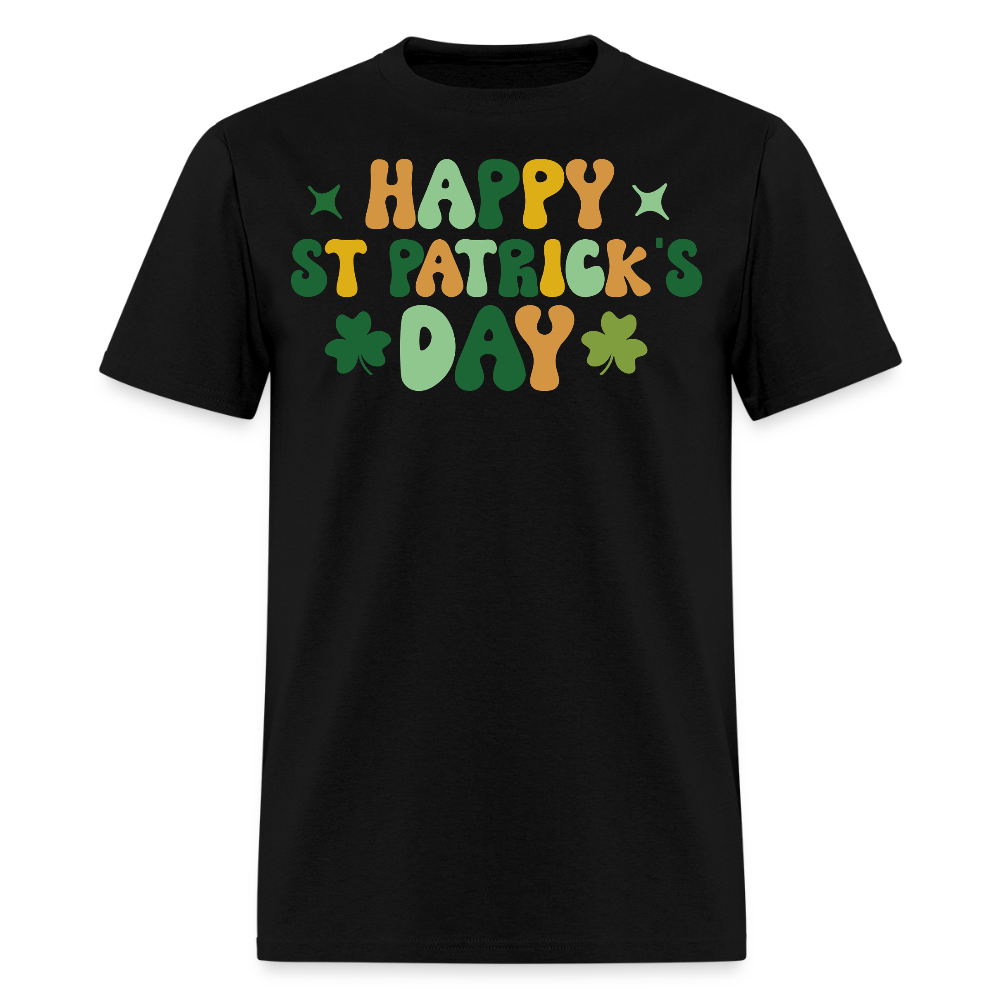 Retro Happy St Patrick’s Day Shamrock T-shirt - black