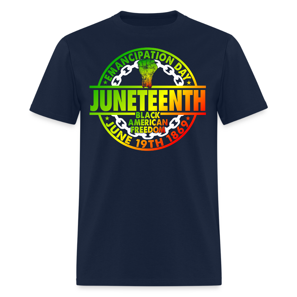 Juneteenth Emancipation Day Powerful Black Fist T-Shirt - navy