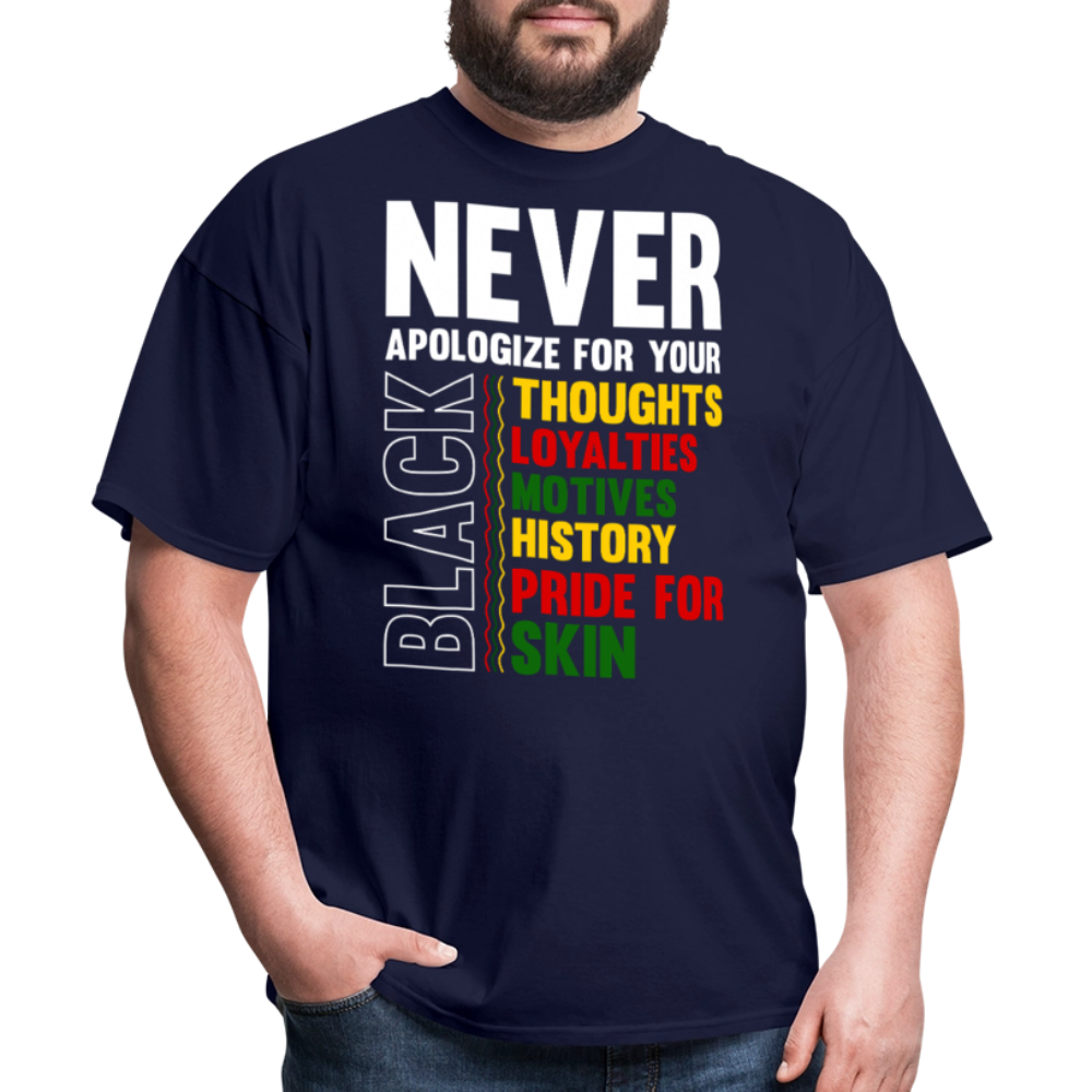 Never Apologize For Your Black Heritage Unisex T-shirt - navy