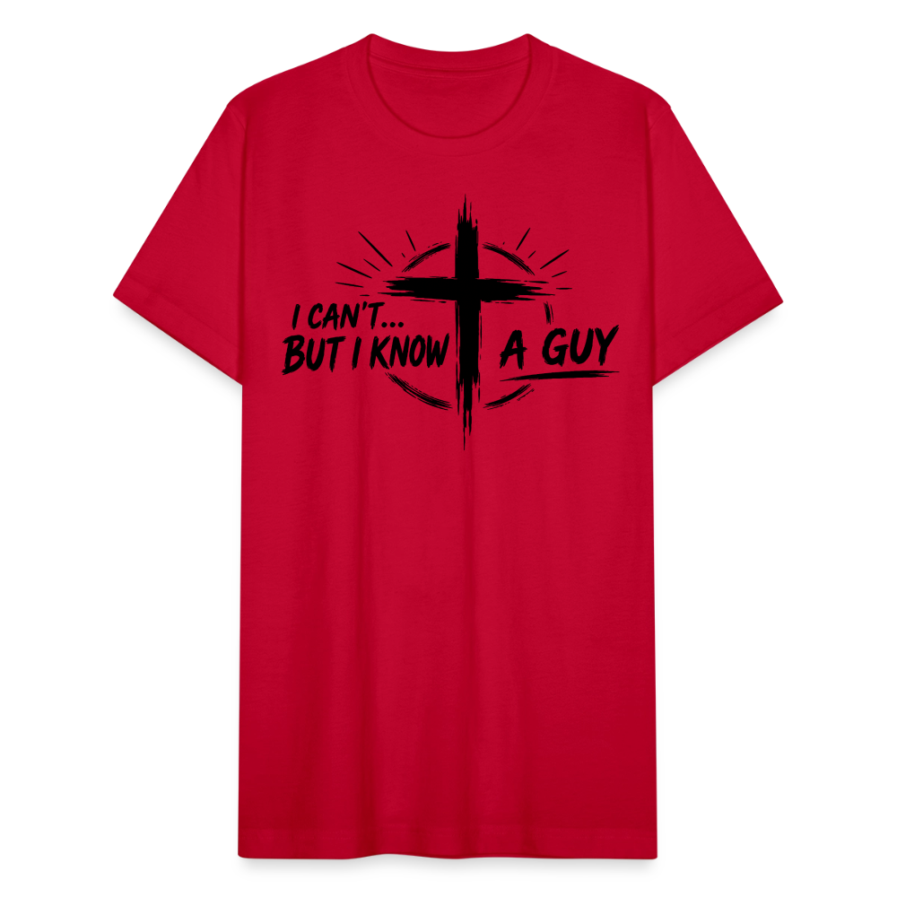 I Can't But I Know A Guy Jesus Cross Unisex T-Shirt | Christian Faith Gift - red