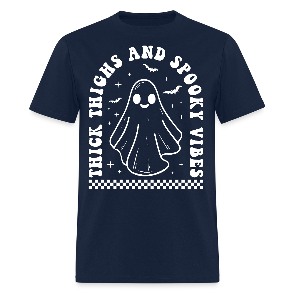 Thick Thighs and Spooky Vibes Halloween T-Shirt - navy