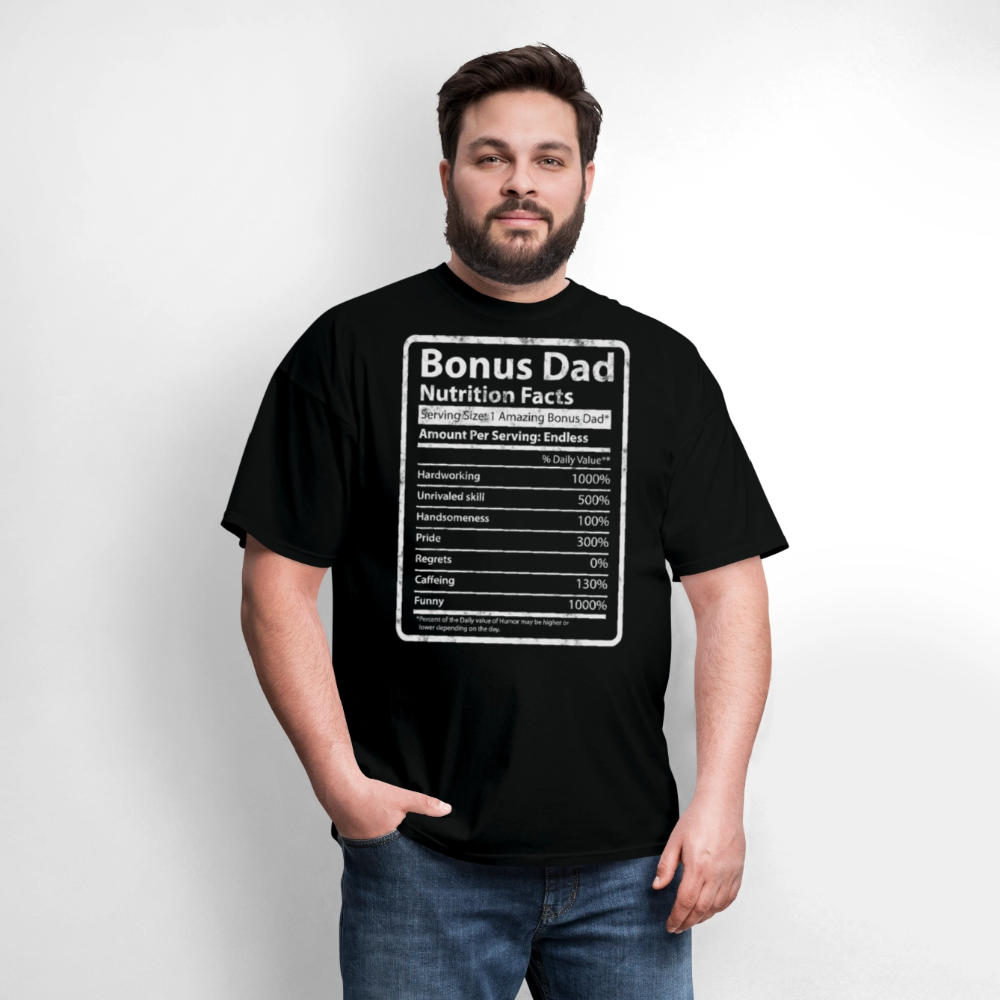 Funny Bonus Dad Nutrition Facts T-shirt - black