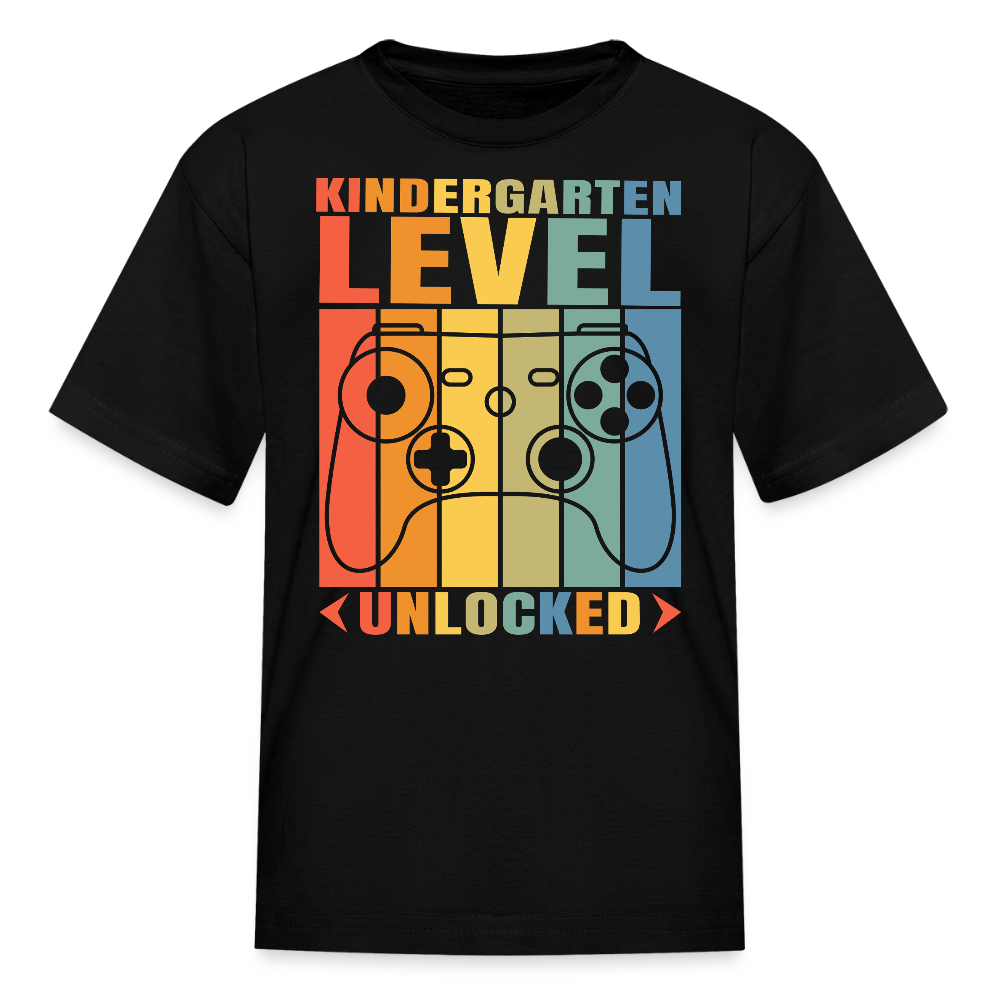 Kindergarten Level Unlocked Boys Gaming T-Shirt - black