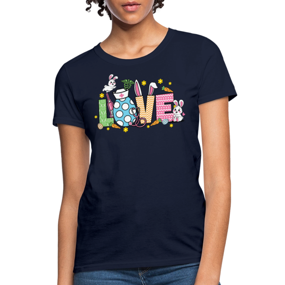 Easter Nurse LOVE Bunny T-Shirt - navy