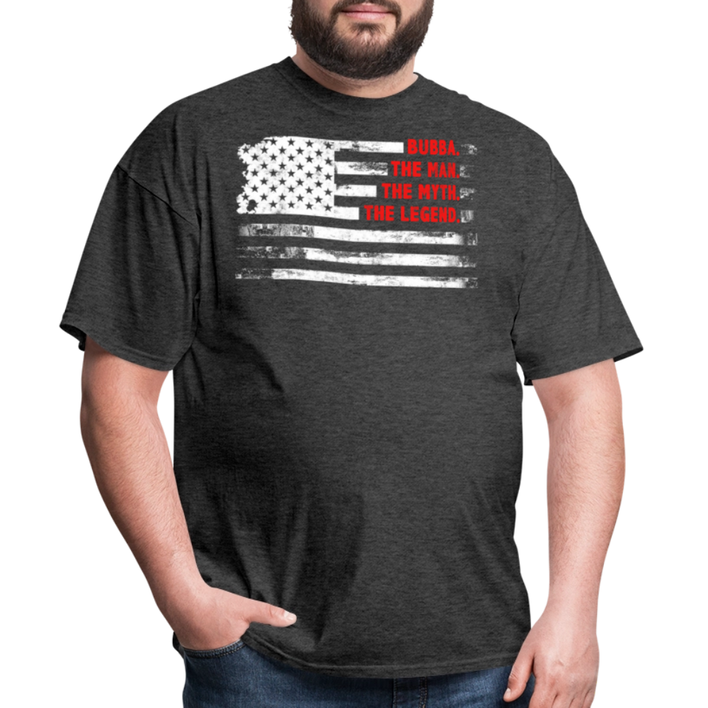Distressed American Flag Bubba Legend T-shirt - heather black