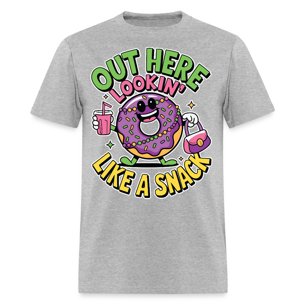 Out Here Looking Like A Snack Shirt Cool Cartoon Donut T-shirt - heather gray