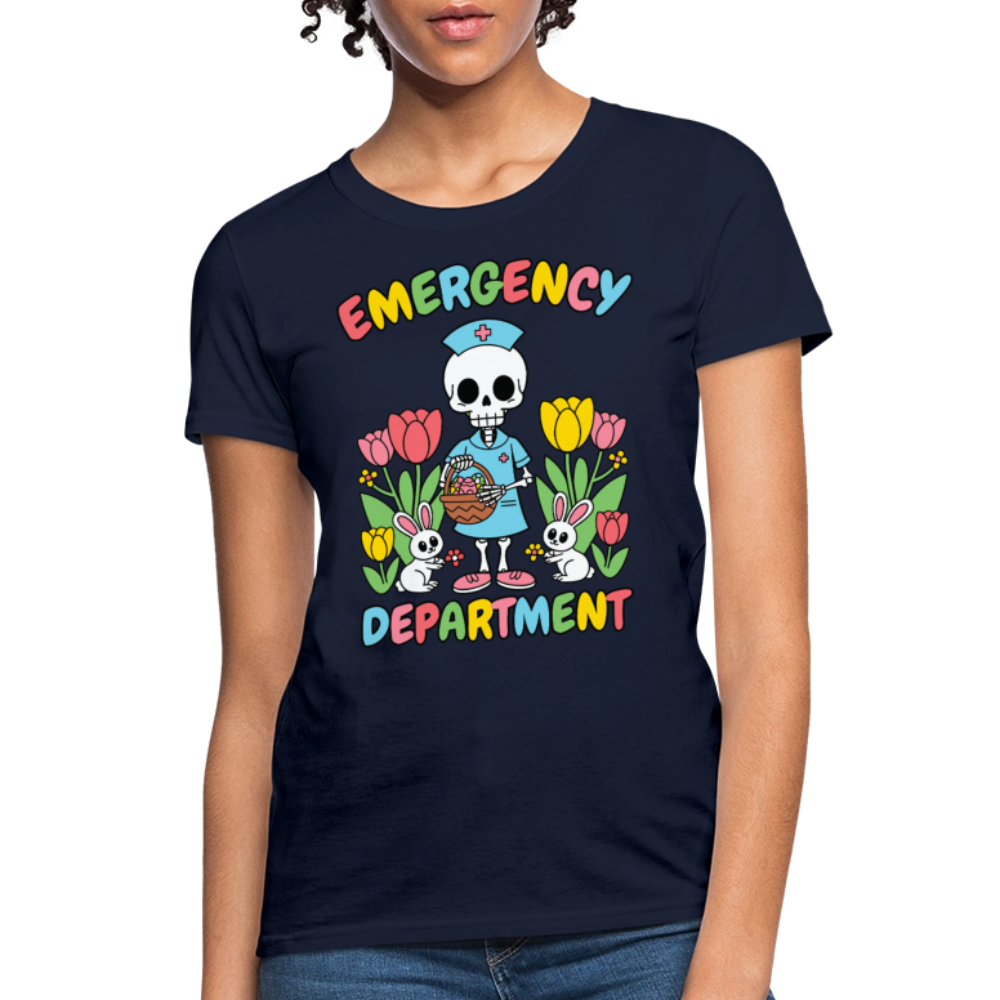 Emergency Department Nurse Skeleton Easter T-Shirt - navy