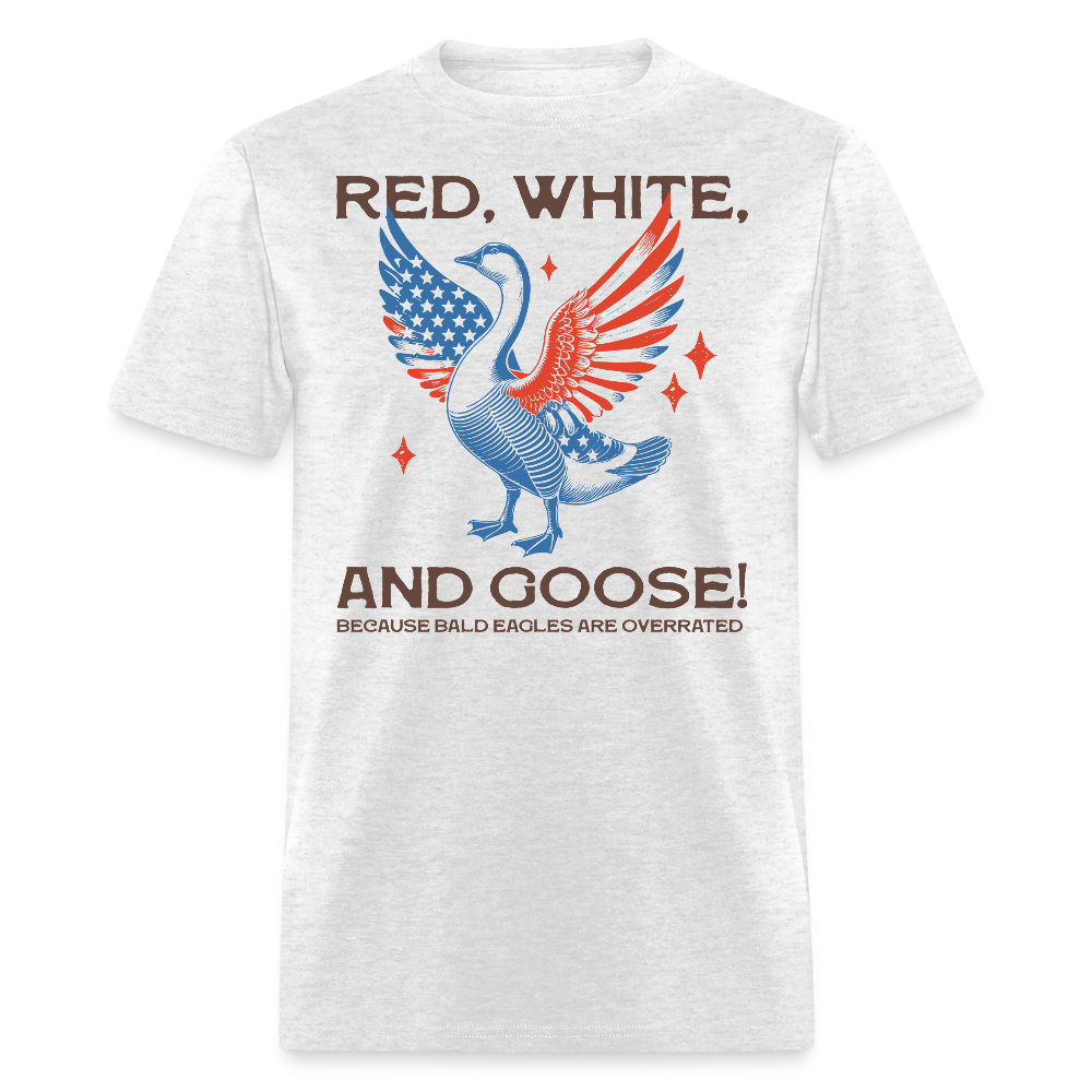 Red White And Goose 4th Of July Animal T-Shirt - light heather gray
