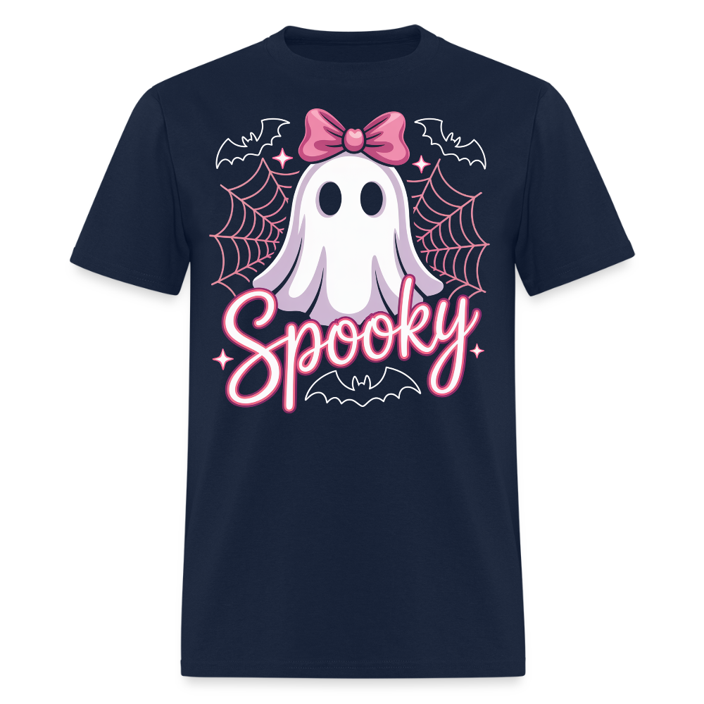 Kawaii Spooky Ghost Halloween T-Shirt - navy