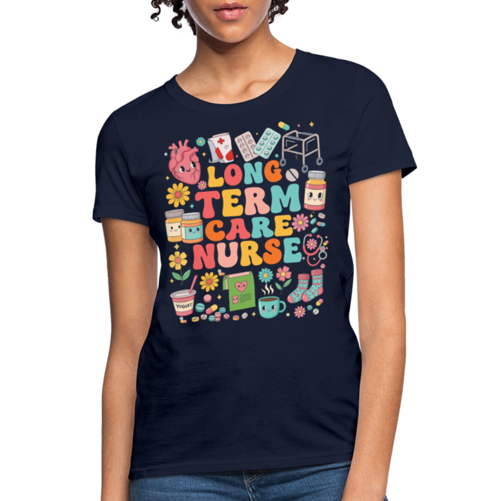 Cute Long Term Care Nurse T-Shirt - navy