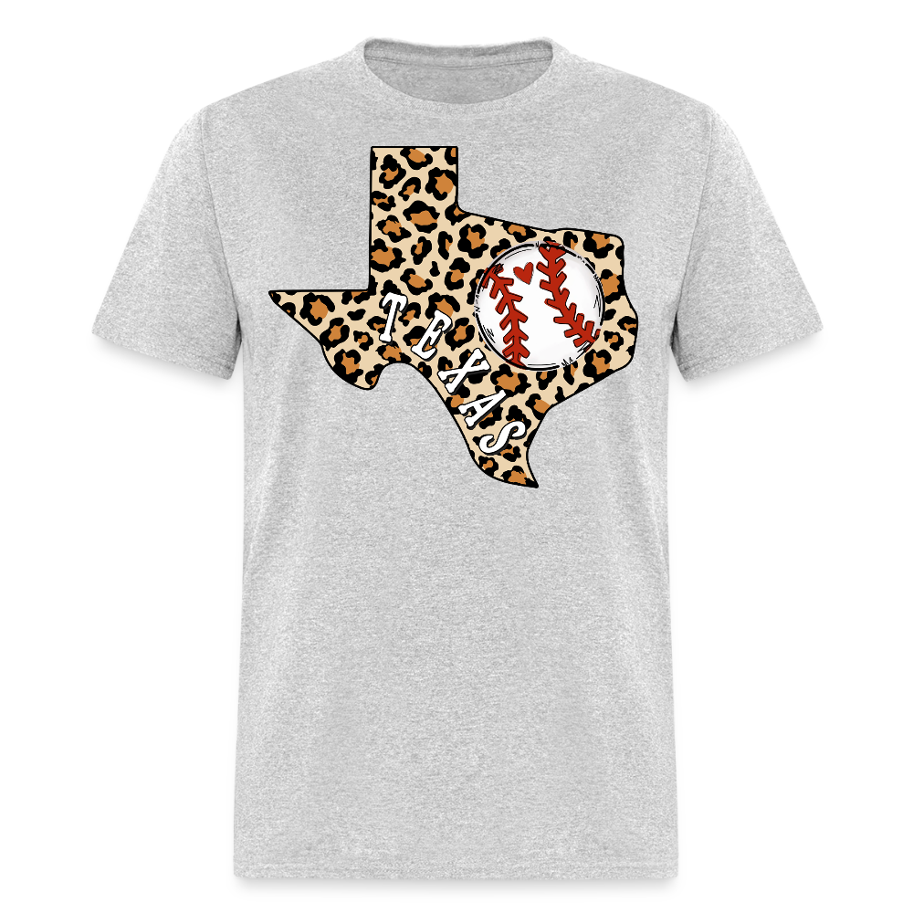 Texas Leopard Print Baseball Mom T-shirt - heather gray
