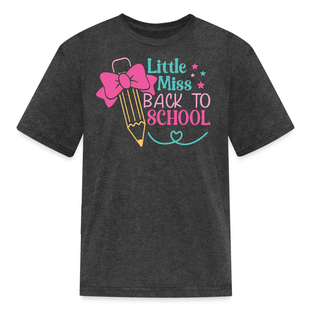 Little Miss Back To School T-Shirt - heather black