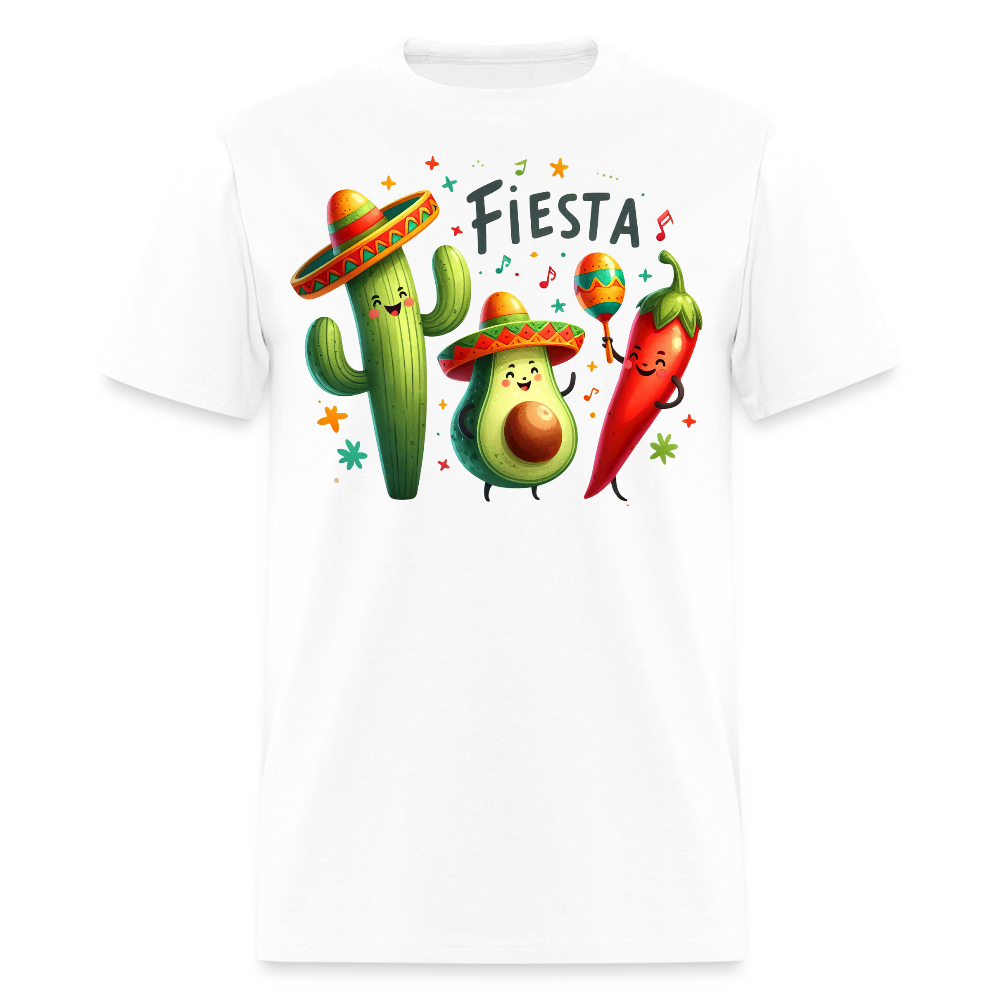 Cinco De Mayo Cartoon Design Tee Cute Avocado And Cactus Fiesta T-shirt - white