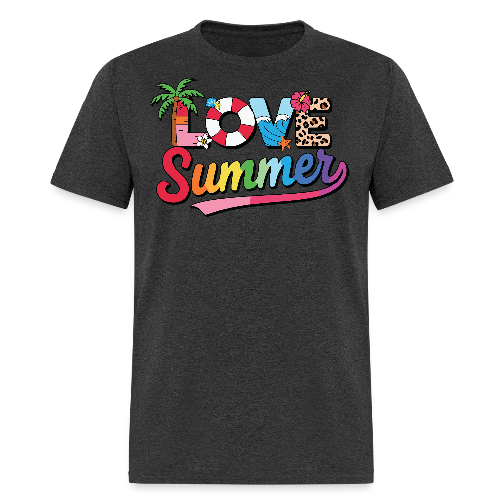 Cute Love Summer Tropical Beach Vacation T-shirt - heather black