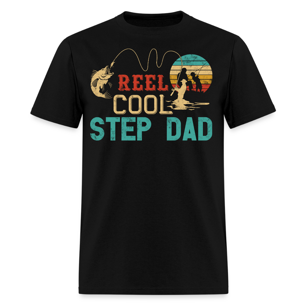 Reel Cool Stepdad Father's Day Fishing T-shirt - black