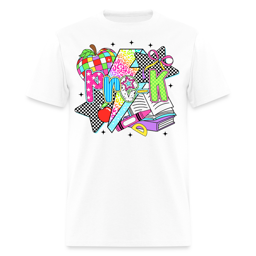 Colorful Pre K Teacher Back To School T-Shirt - white