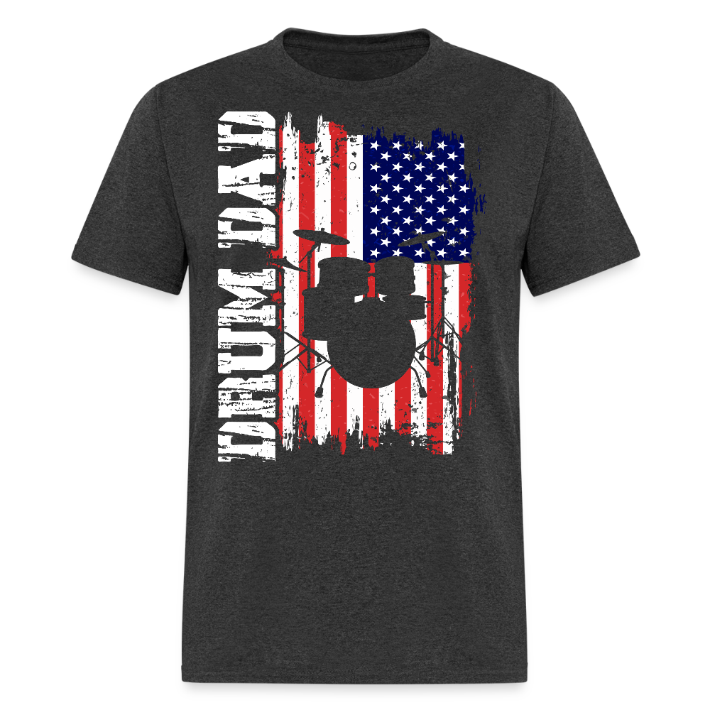 American Flag Drummer Dad T-shirt - heather black