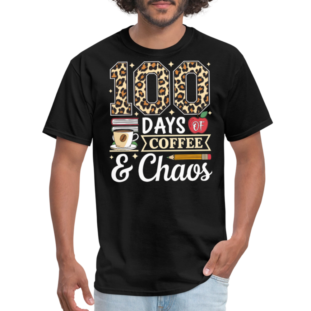 Teacher Appreciation Gift Coffee Lover 100 Days of School Unisex T-Shirt - black