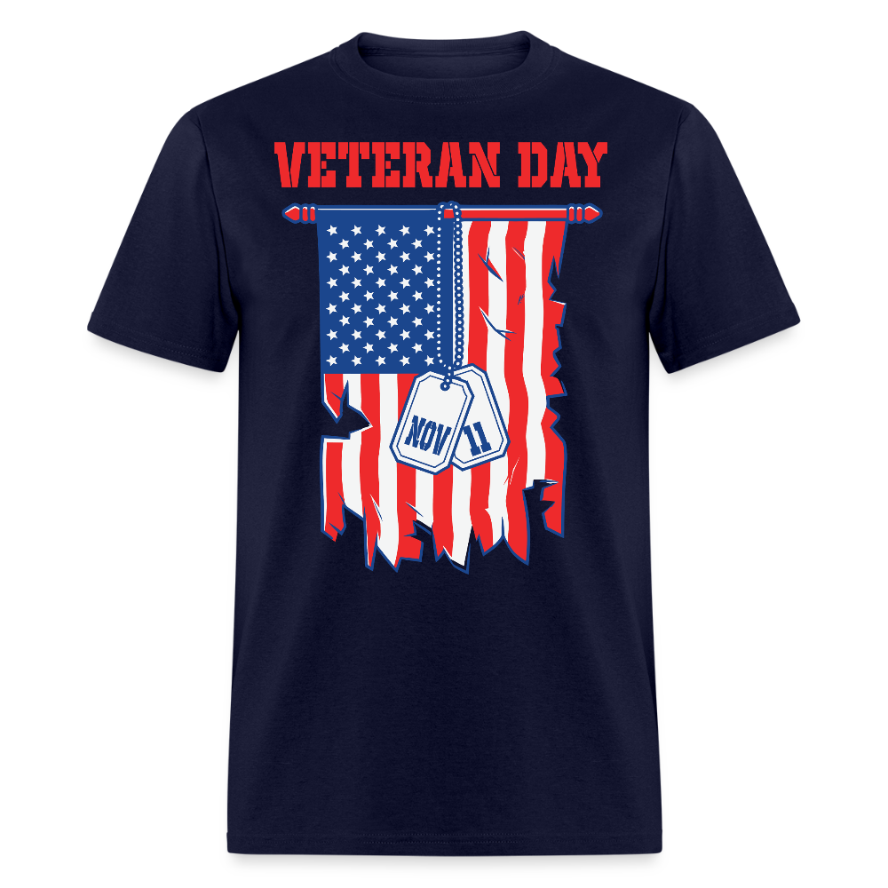 American Flag Distressed Veteran T-shirt - navy