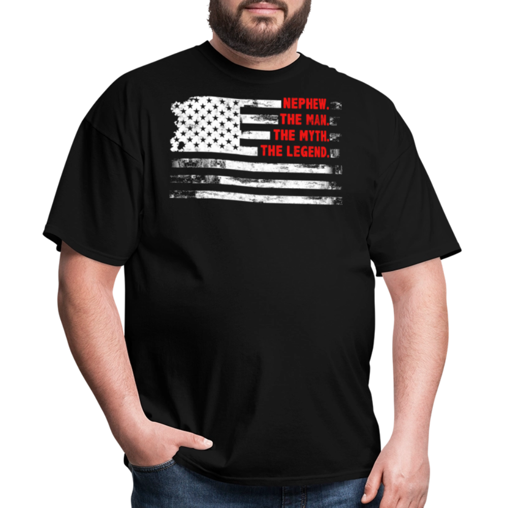 Distressed American Flag Nephew Legend T-shirt - black