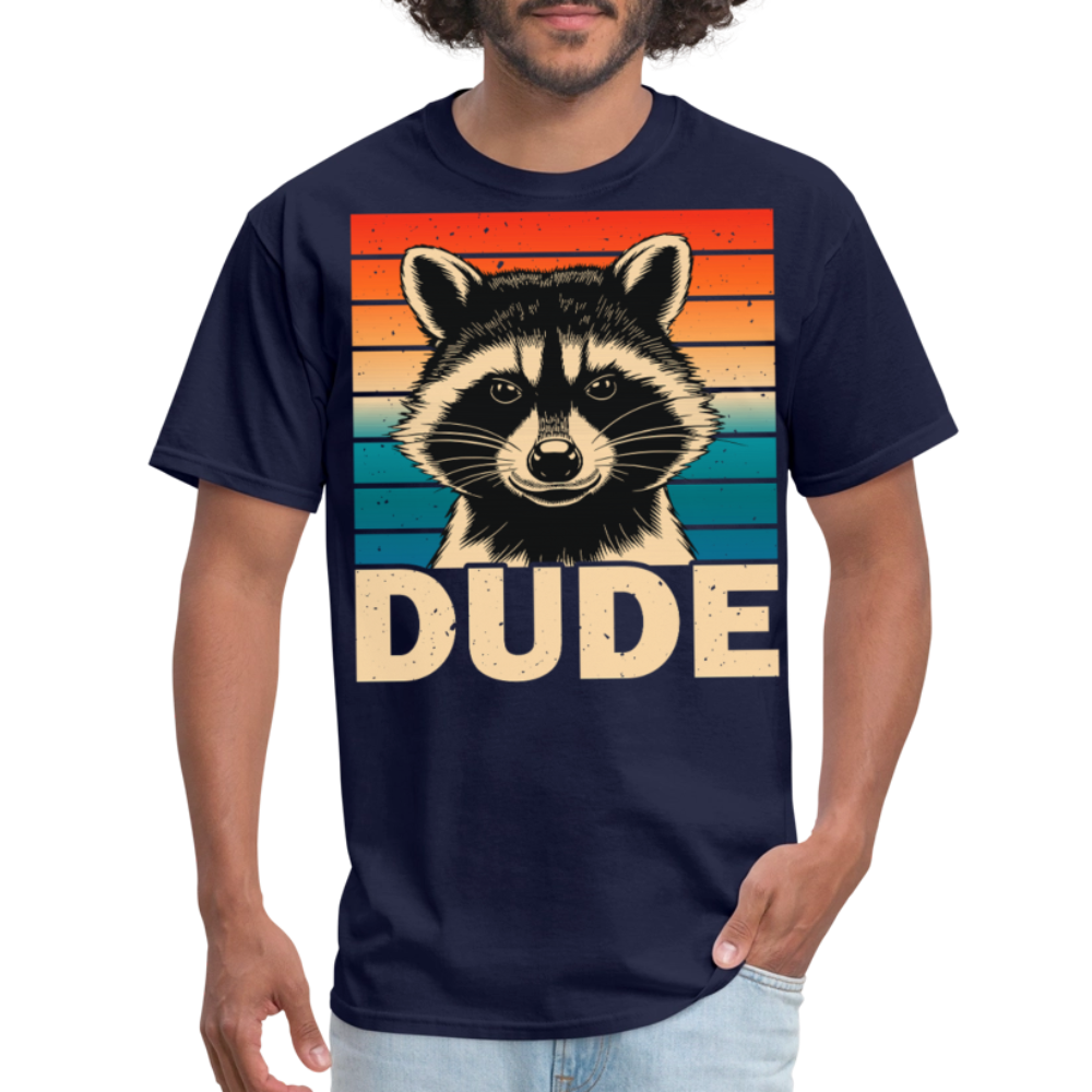 Vintage Raccoon Graphic Dude T-shirt - navy