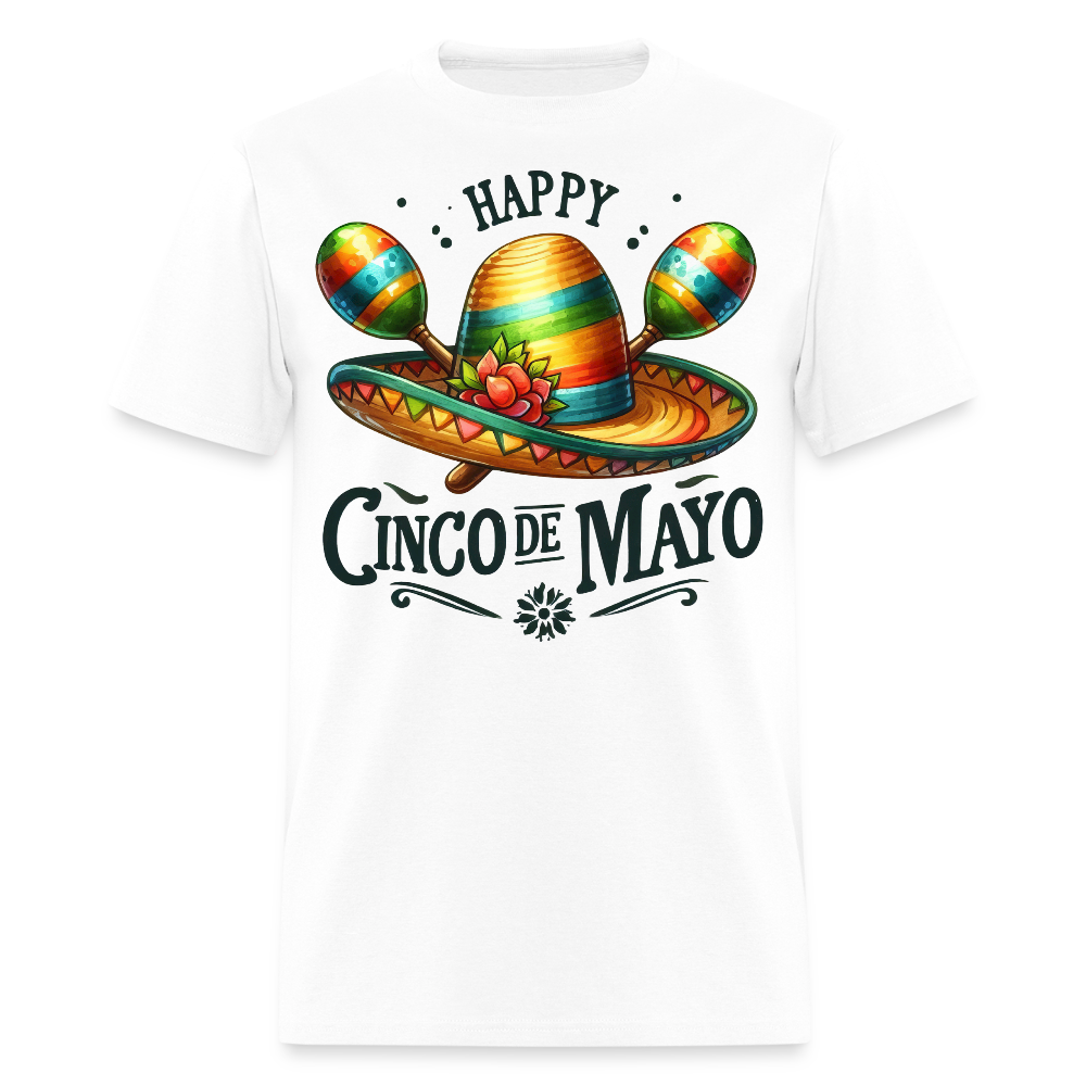 Colorful Sombrero And Maracas Festival Tee Cinco de MayoT-shirt - white