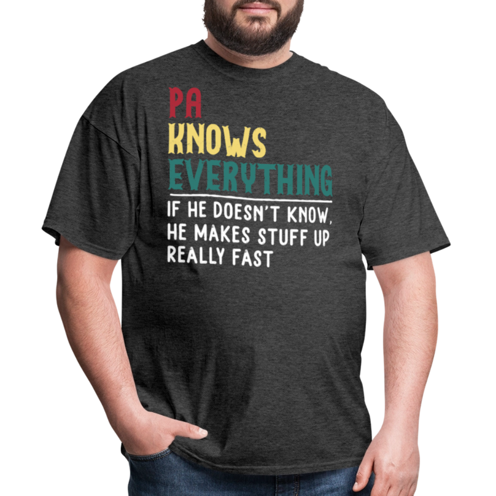 Funny Tee For Pa Who Knows Everything Dad Joke T-shirt - heather black