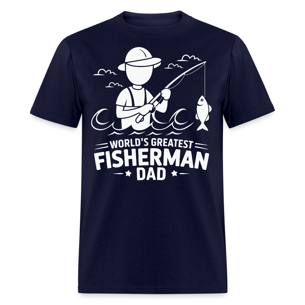 World's Greatest Fisherman Dad T-shirt - navy