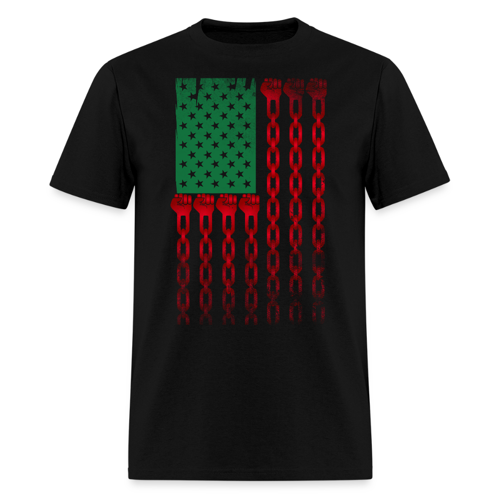 Pan African Flag Juneteenth Fist Chain T-Shirt - black