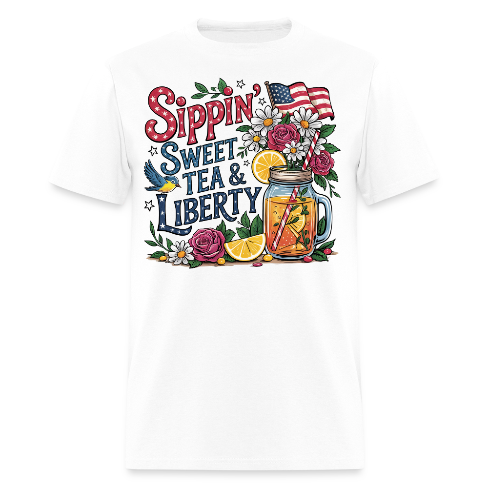 Sippin Sweet Tea And Liberty And Lemonade T-Shirt - white