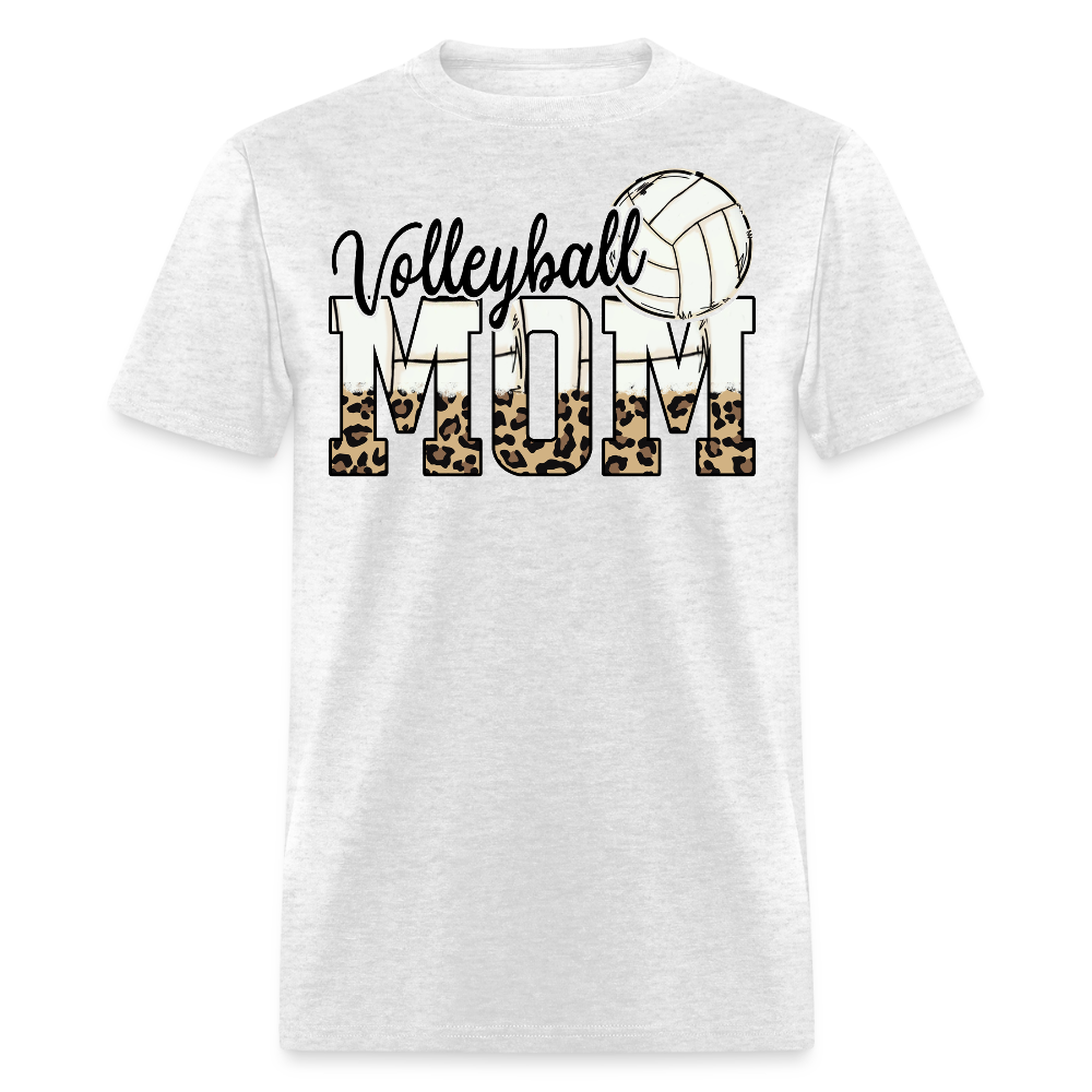 Leopard Print Volleyball Mom T-shirt - light heather gray
