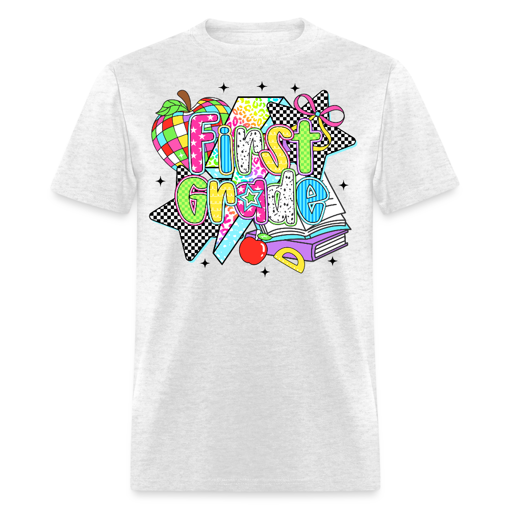 First Grade Back To School Teacher T-Shirt - light heather gray